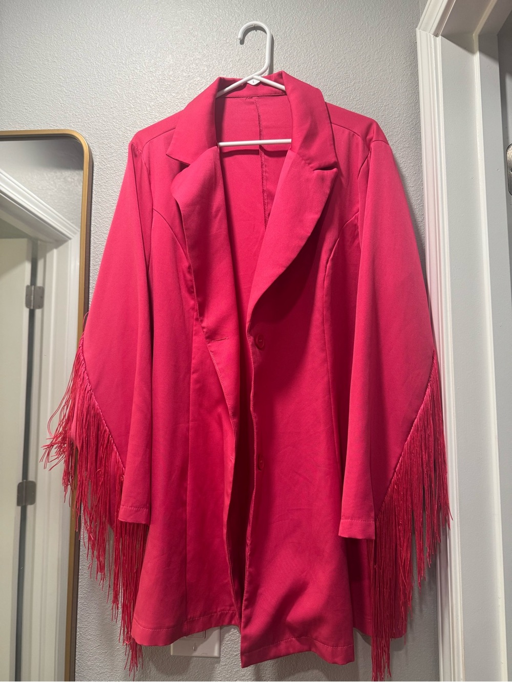 Hot Pink Fringe Blazer Jacket - Women's Blazer